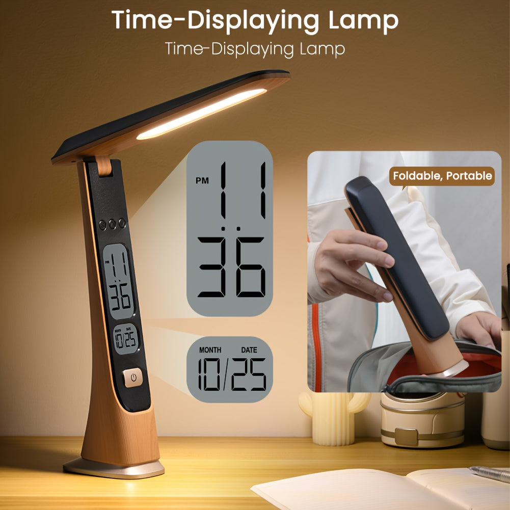 FLEXILUX – Lámpara de Escritorio LED Portátil Plegable con Pantalla de Hora