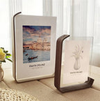 FOTODUO – Marco de fotos de acrílico y madera con vista doble para decoración moderna de mesa