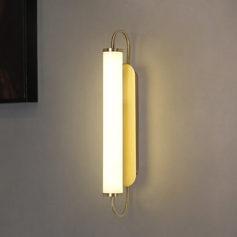 Aplique de Pared de Metal Rectangular Arc Post-Moderno LED Dorado con Pantalla de Acrílico