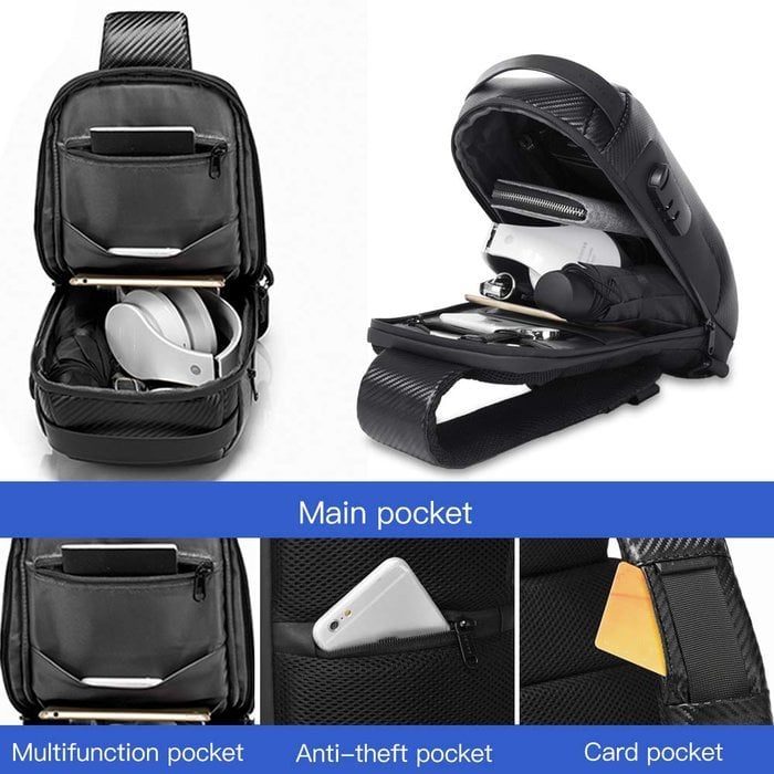 Bolso Cruzado Antirrobo | Landy Carry Without Worry | Oxford Impermeable | Puerto de Carga USB | Mochila Unisex para Viajes