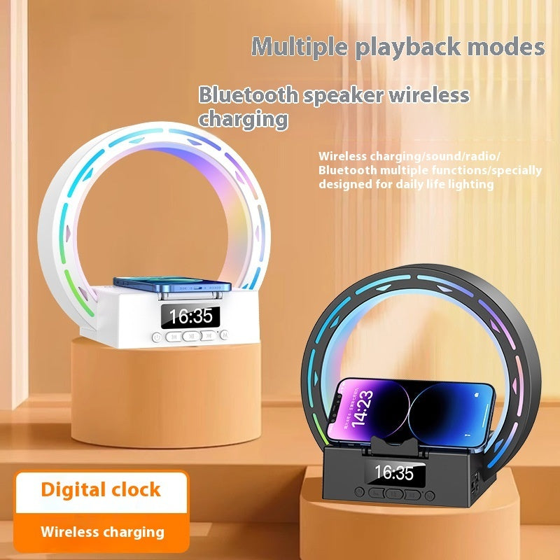 Altavoz lámpara Bluetooth 4 en 1 con base de carga y reloj despertador