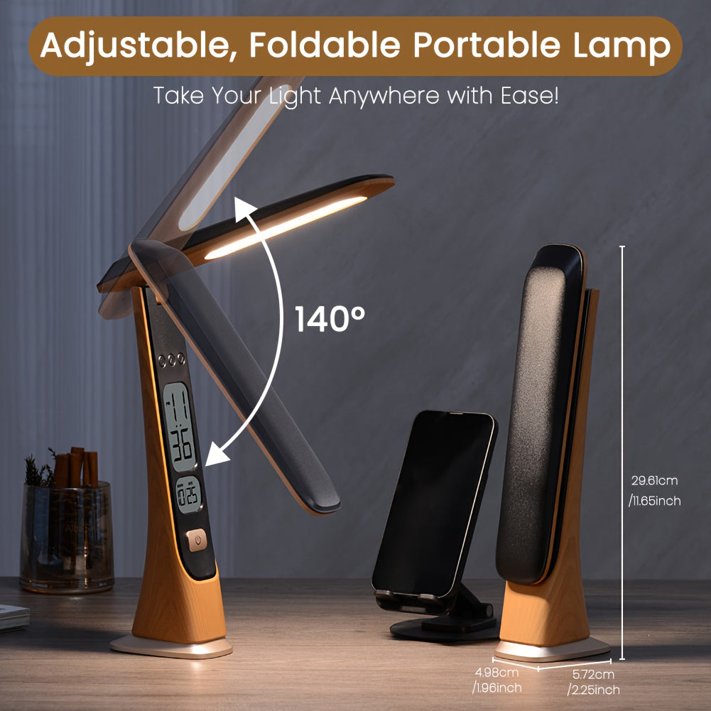FLEXILUX – Lámpara de Escritorio LED Portátil Plegable con Pantalla de Hora