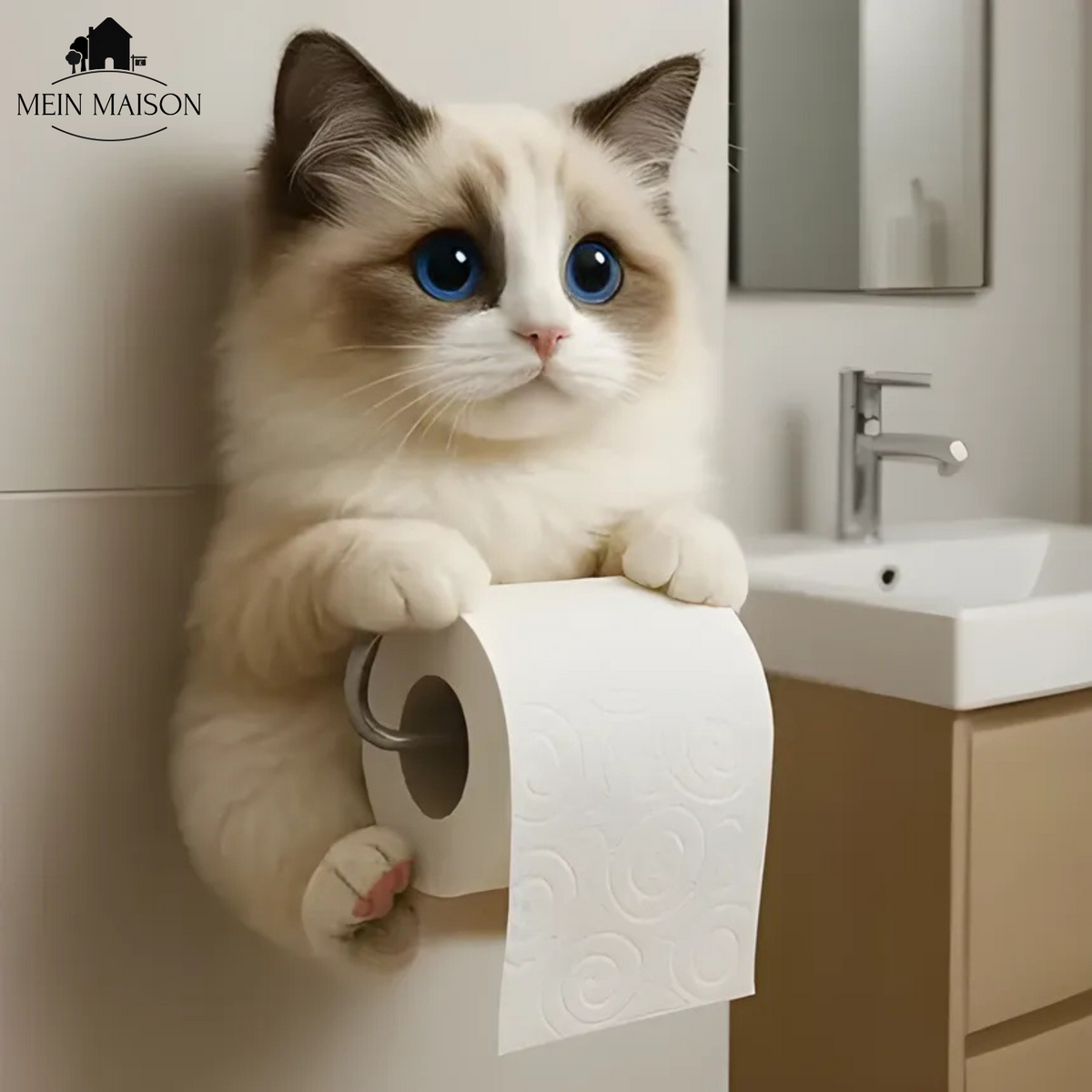 PurrRoll – ¡El encantador soporte de papel higiénico para gatos!
