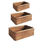 Cesta de Almacenamiento Rectangular de Ratán Artesanal