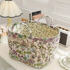Cesta de Almacenamiento de Lona Floral Delicada