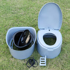 Inodoro Portátil Gris de PVC - Cómodo y Práctico para Acampar y Uso de Emergencia