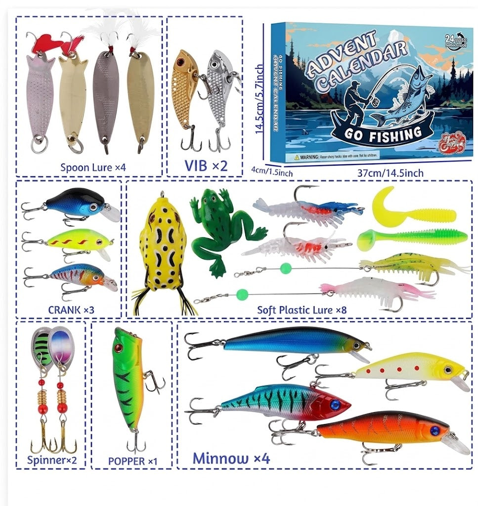 FISHMAS – Calendario de cuenta regresiva de Navidad 2026 para equipos de pesca