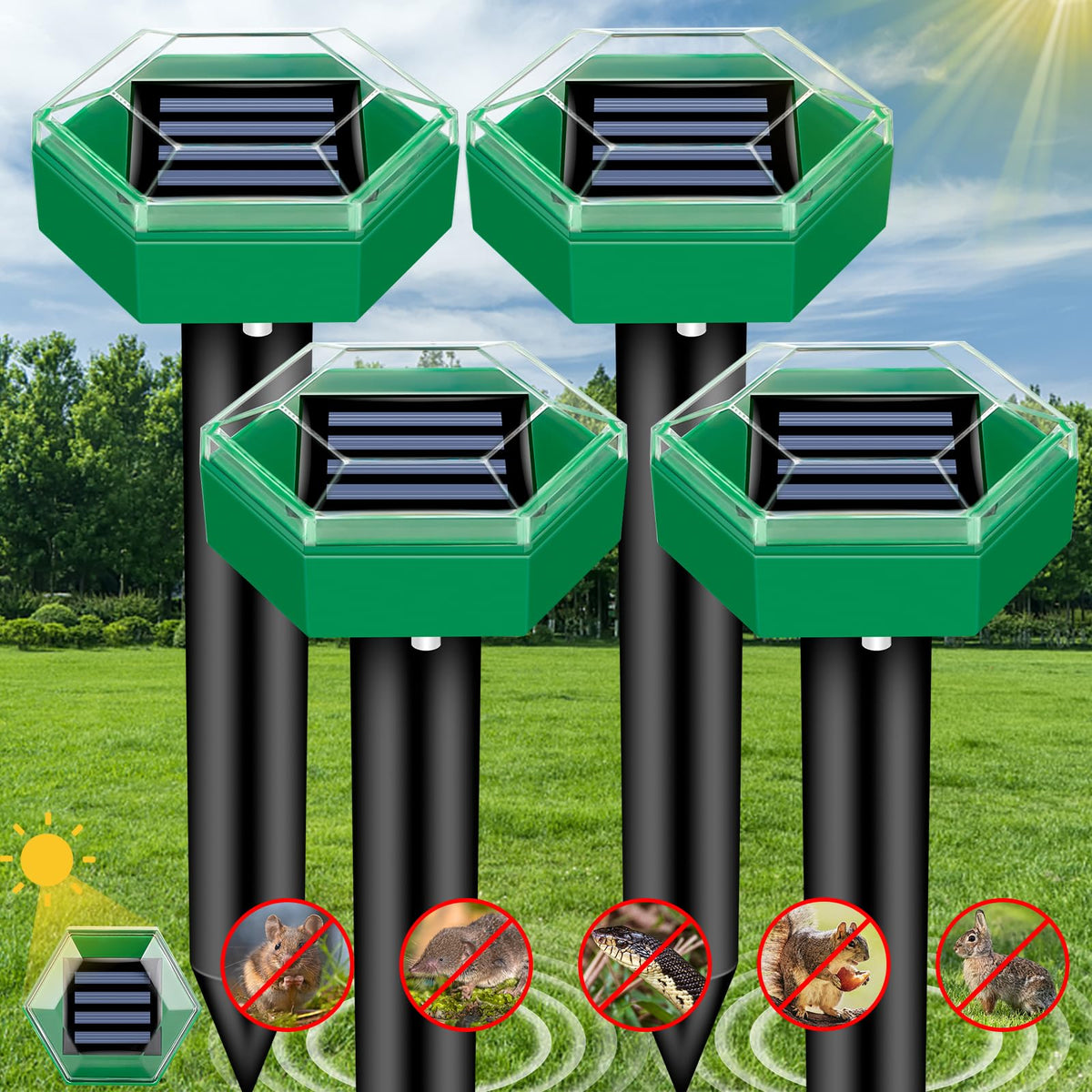 Repelente de Topos Ultrasónico Pack de 4