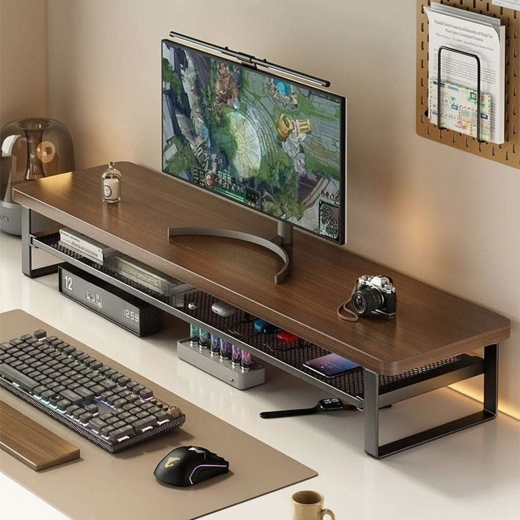 MONOSTAND - Soporte para computadora de doble capa con cajón de almacenamiento extraíble