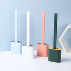 Cepillo de inodoro con cabezal de silicona flexible para una limpieza higiénica
