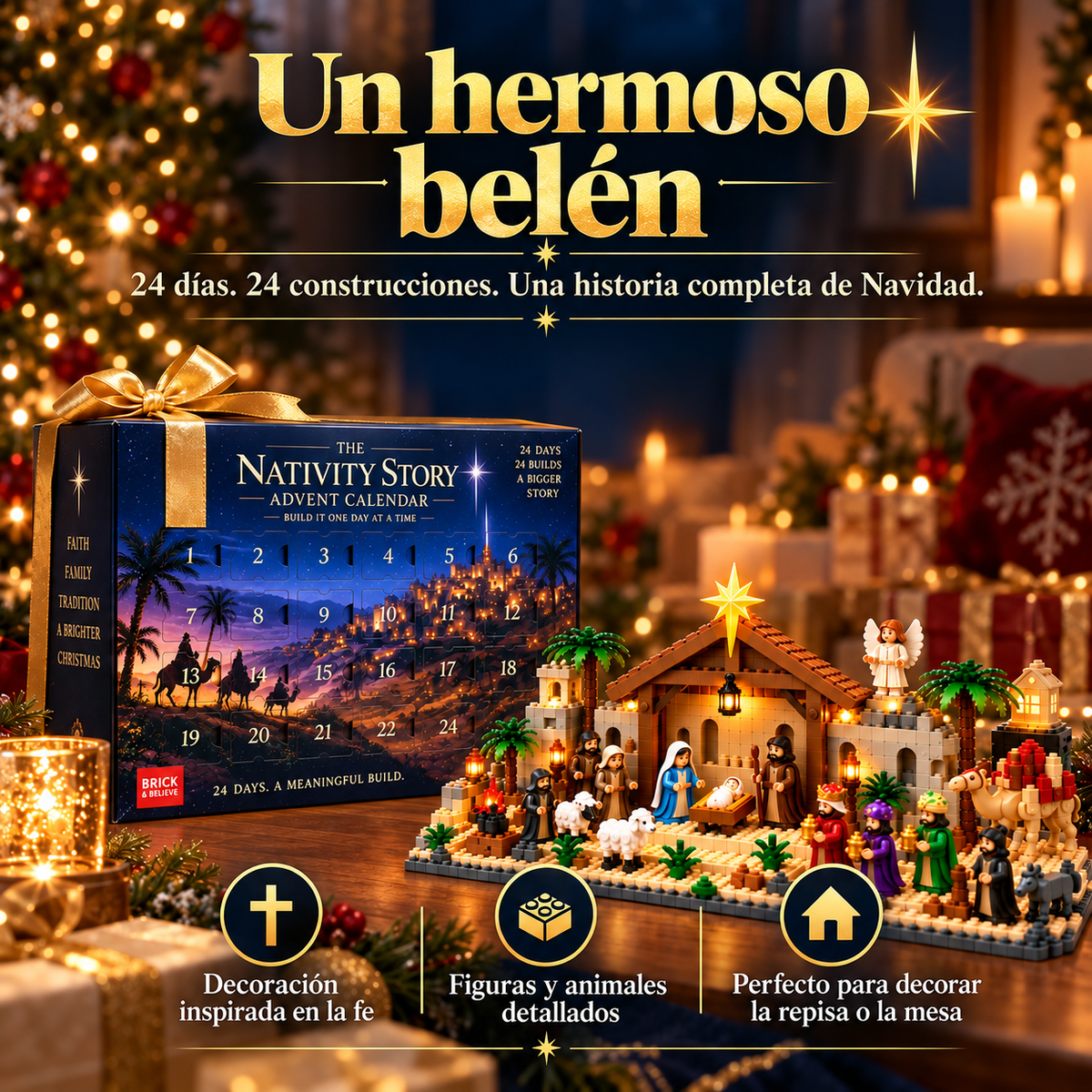 Calendario de Adviento de la Natividad – Set de Natividad de Navidad Construible en 24 Días