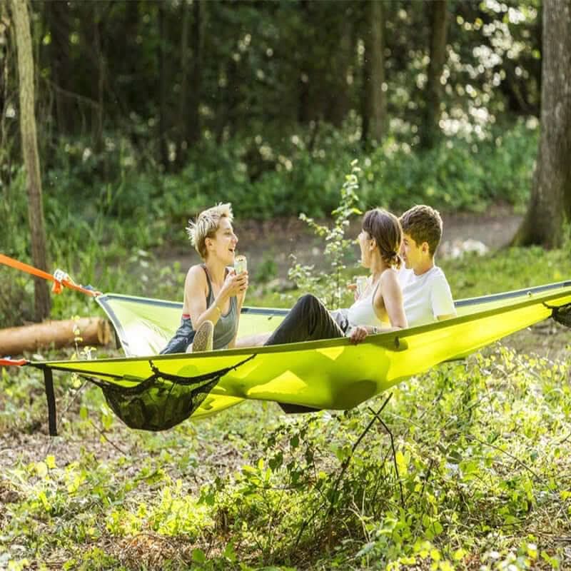 Hamaca de camping para varias personas con sistema de anclaje de 3 puntos