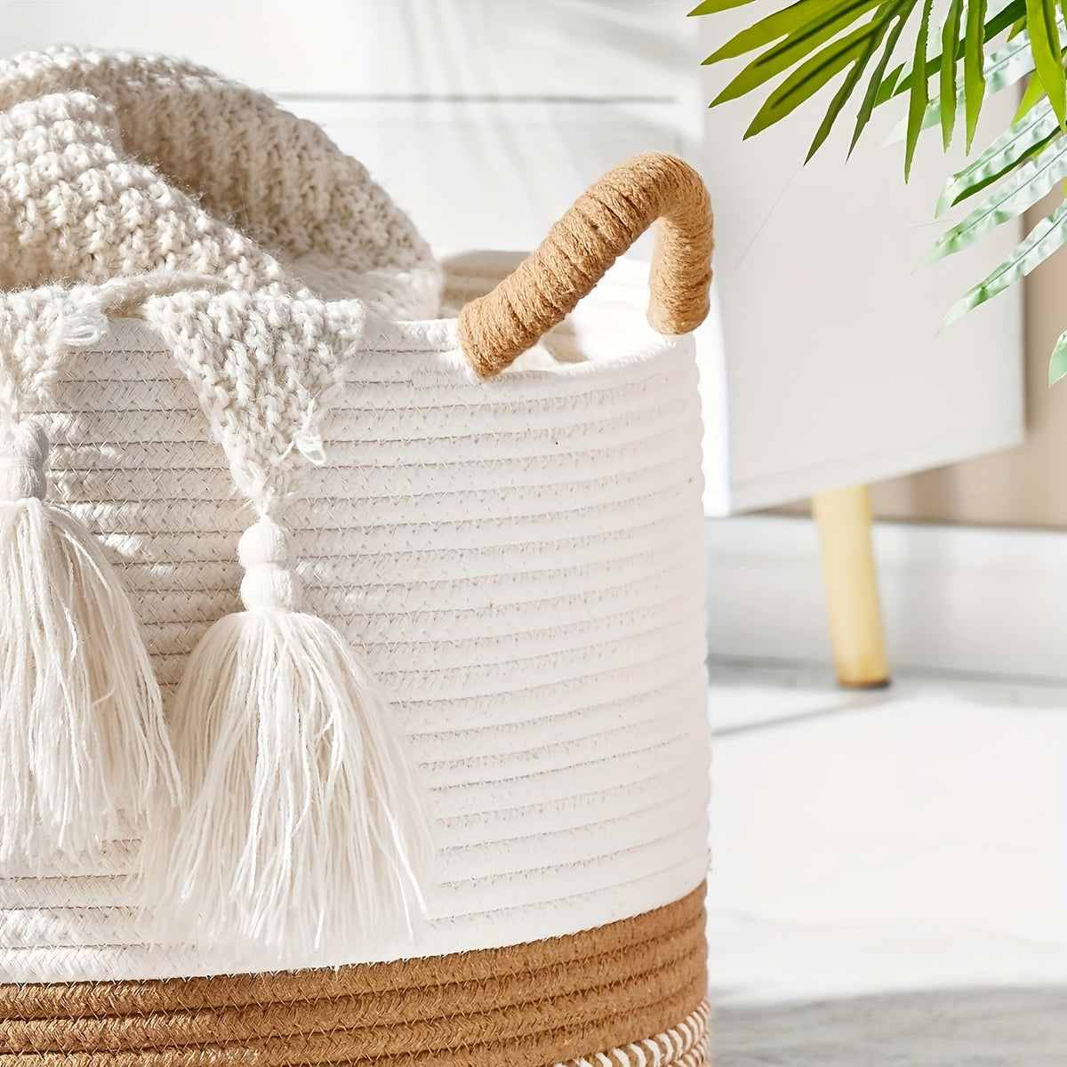 Cesta de Almacenamiento de Algodón Boho - Solución Elegante y Práctica