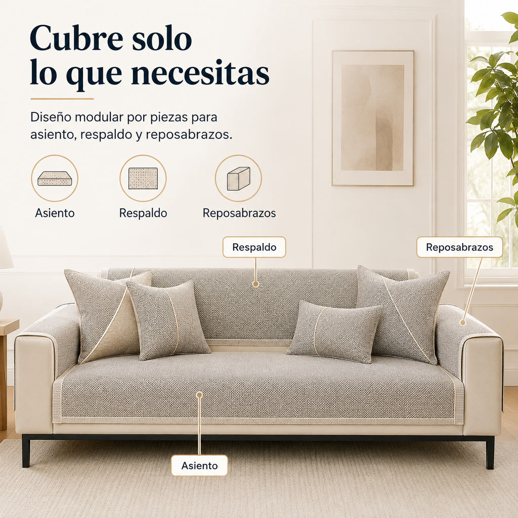NATURWEFT – Funda de sofá antideslizante de algodón-lino para todas las estaciones