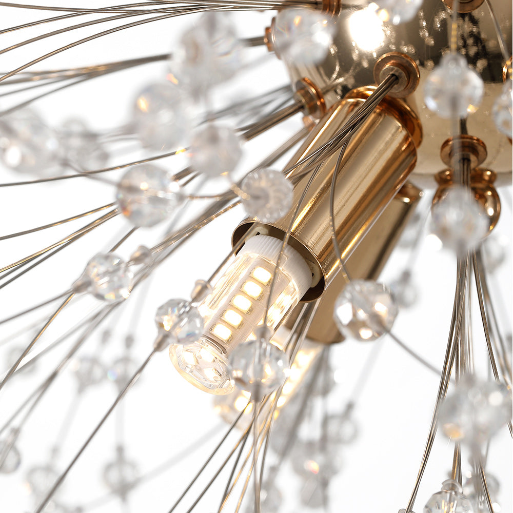 Luz Sputnik Única Moderna de Cristal con 9 Luces de Fuegos Artificiales