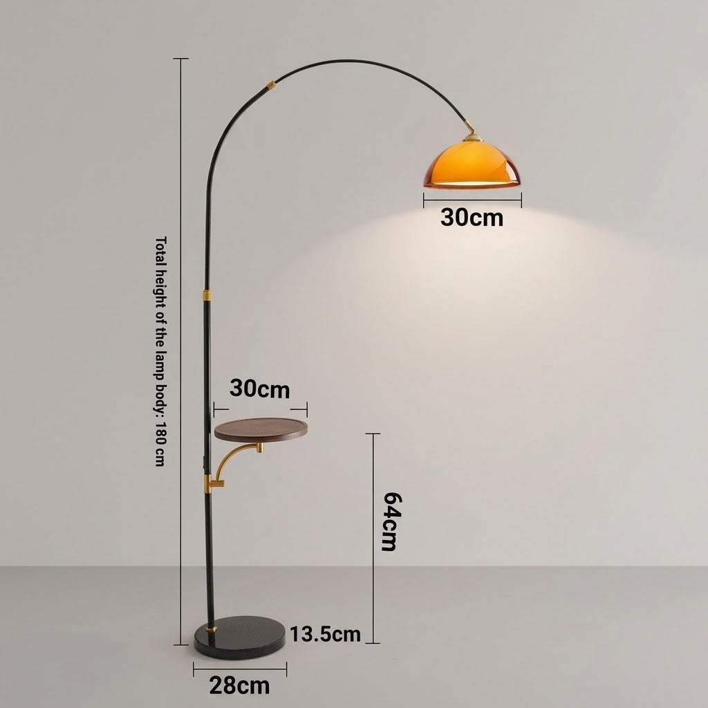 Lámpara de Pie Ventoro Arc - Lámpara Moderna de Pie con Pantalla de Domo Cálido para Sala de Estar