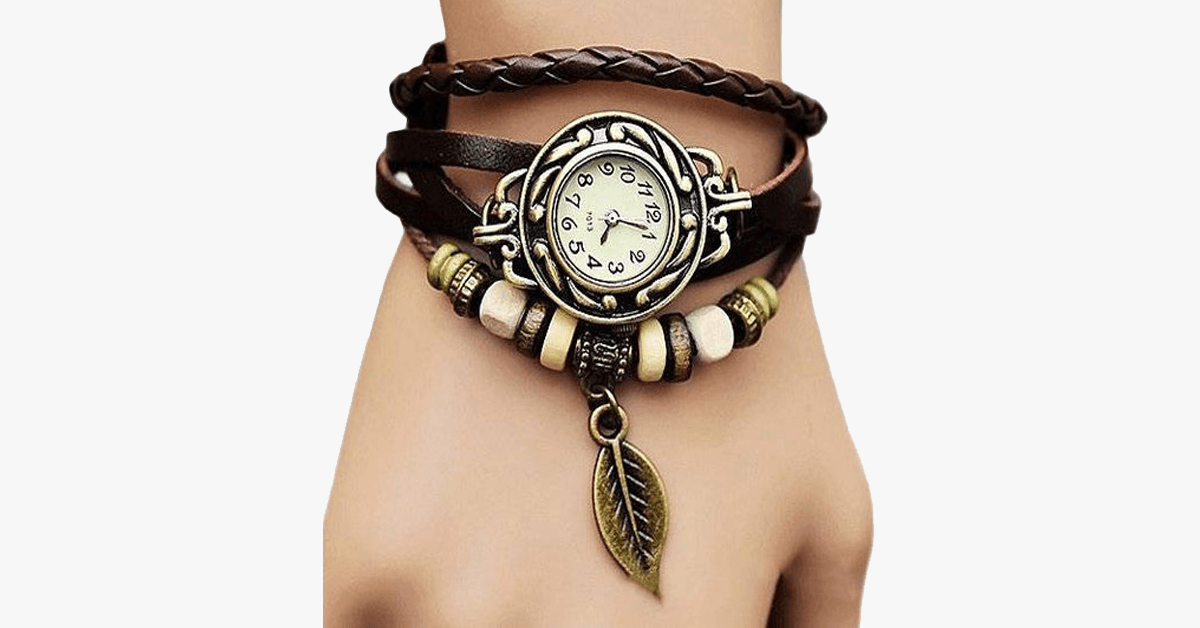 El Reloj Vintage Boho-Chic con Diseño de Hoja