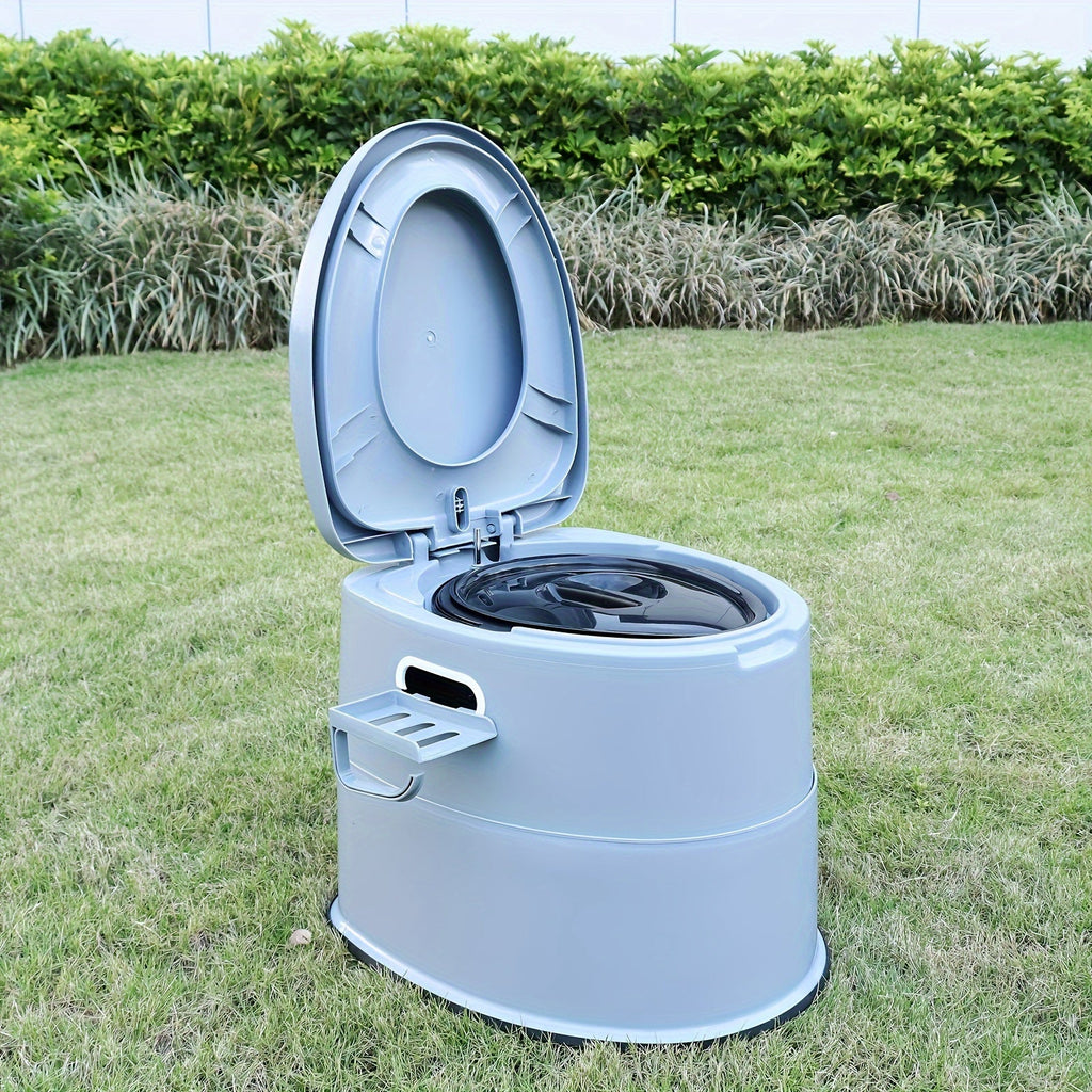 Inodoro Portátil Gris de PVC - Cómodo y Práctico para Acampar y Uso de Emergencia