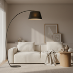 ArcoLuxe | Lámpara de pie de arco elegante y moderna con pantalla de tela para sala de estar