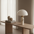 MarbleSphere | Lámpara de Mesa Escultural de Piedra Natural Elegante para Sala de Estar