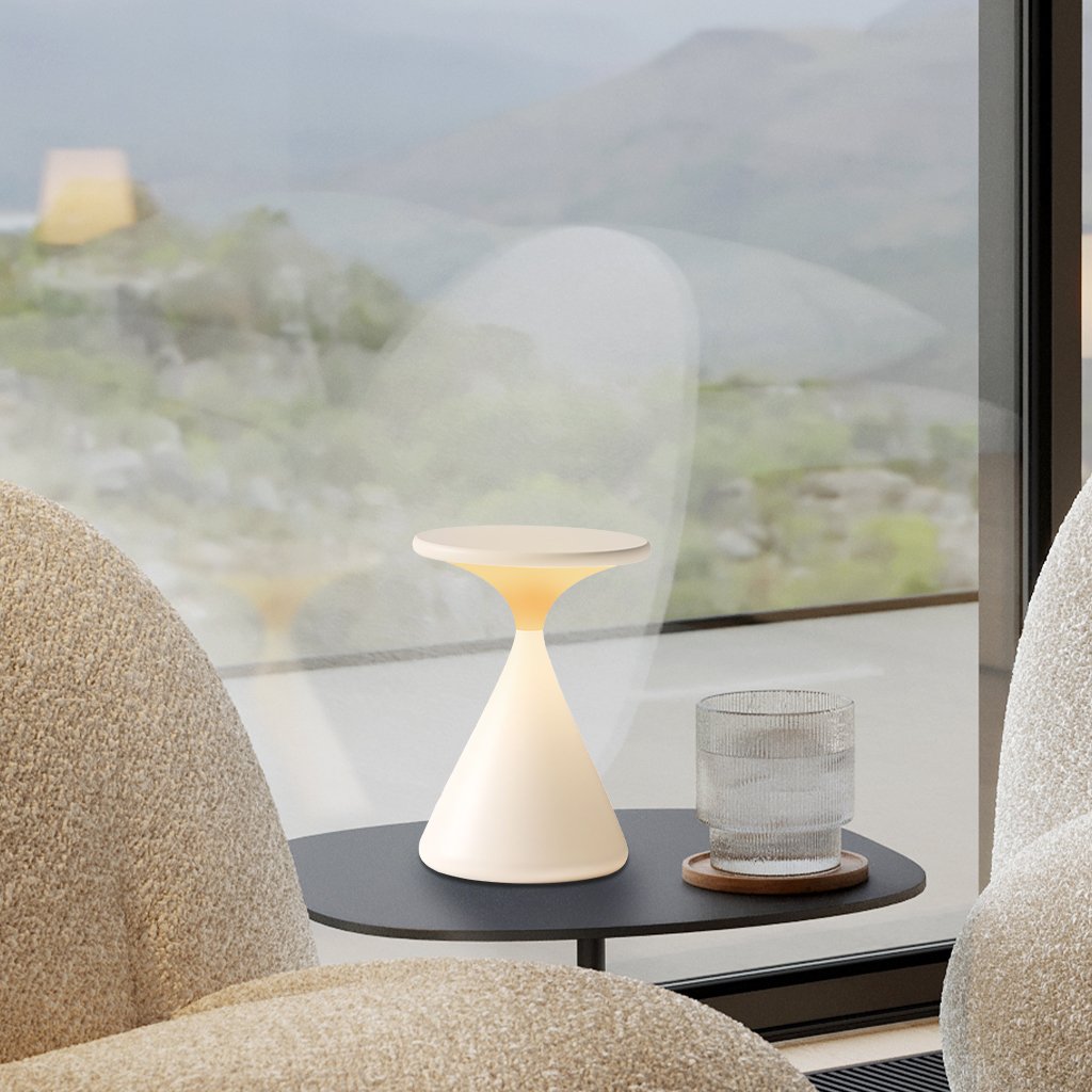 Lámpara de Mesa LED Dimmable Aeron Hourglass – Elegante y Sin Cable
