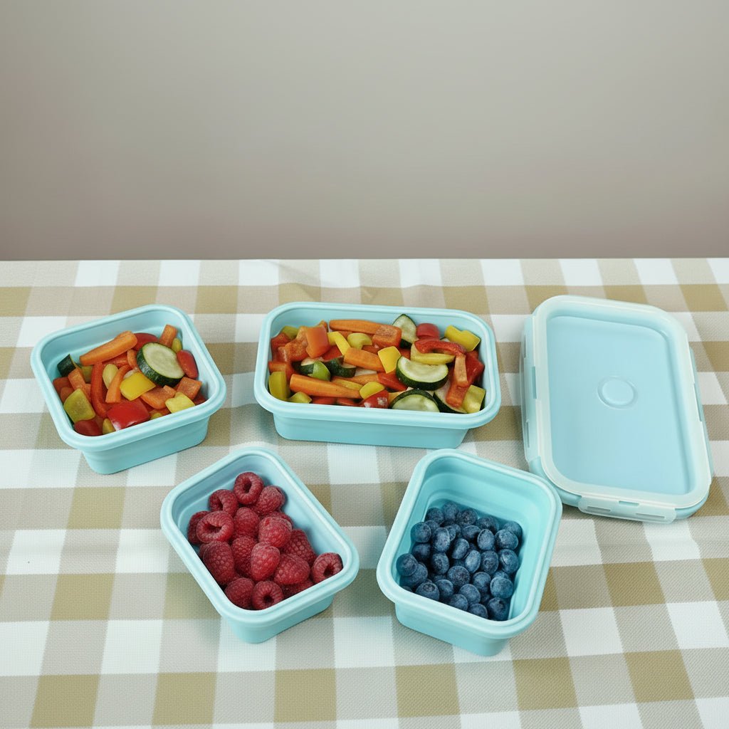 FOODSTACK – Juego de fiambreras de silicona plegables sin BPA