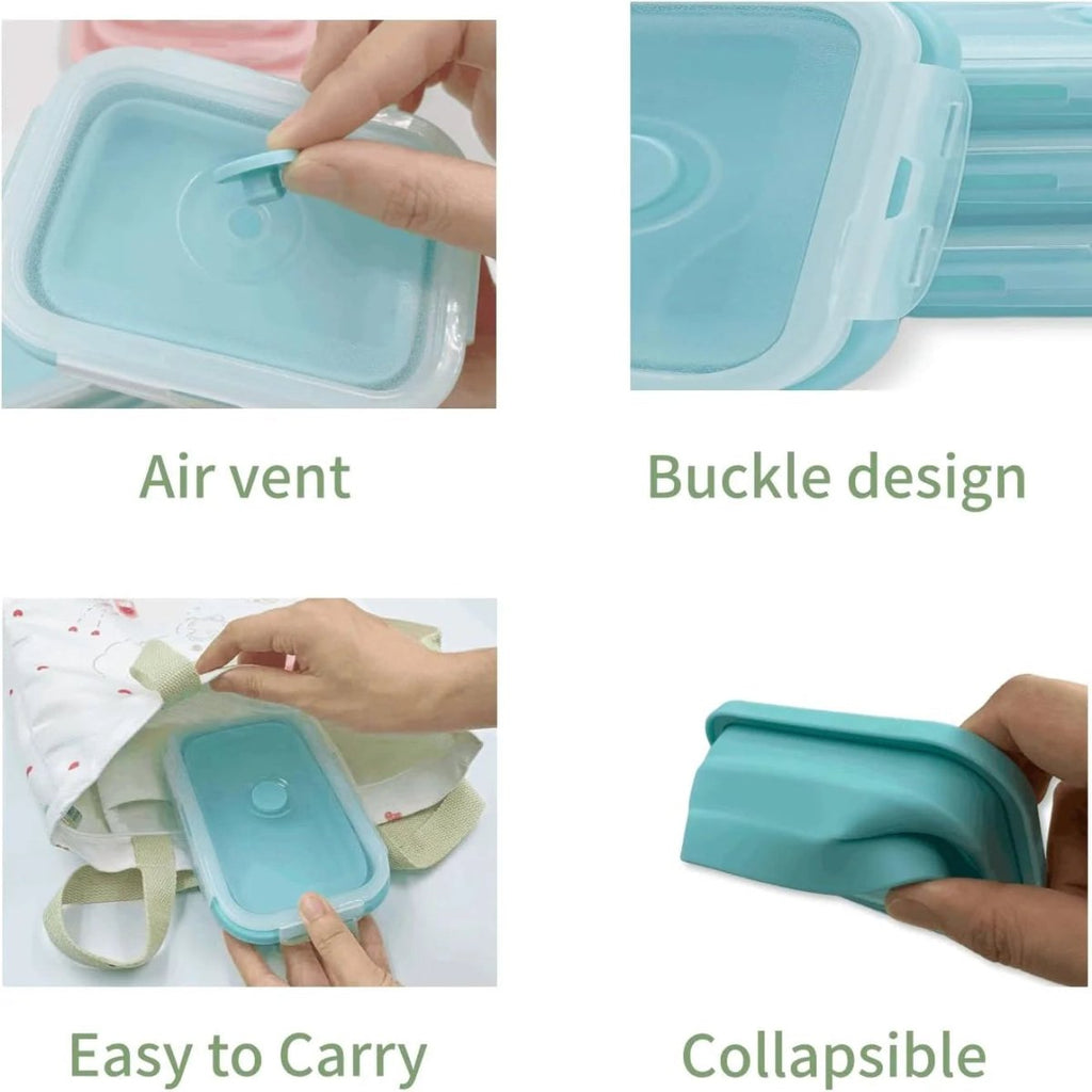 FOODSTACK – Juego de fiambreras de silicona plegables sin BPA