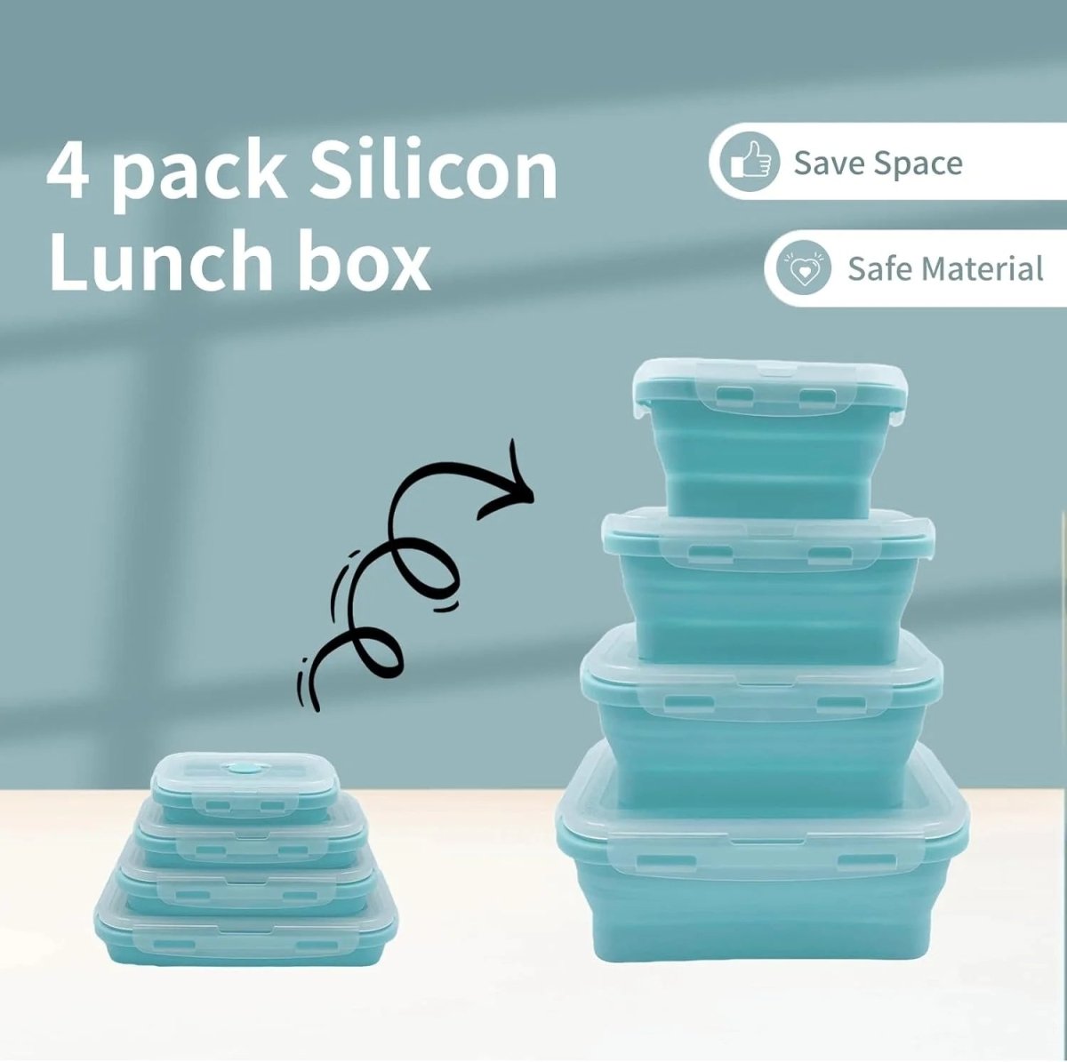 FOODSTACK – Juego de fiambreras de silicona plegables sin BPA