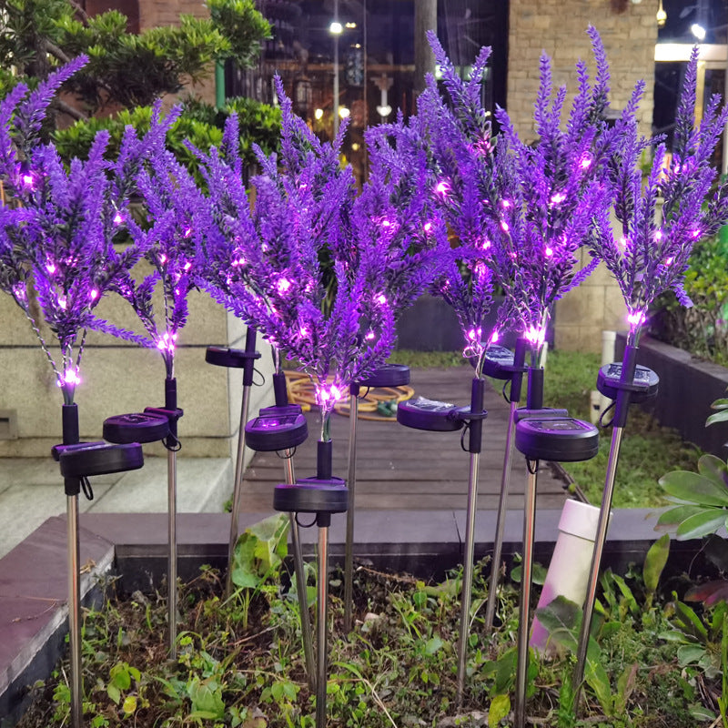 Moderna Luz Exterior LED de Lavanda Falsa Solar Impermeable de Acero Inoxidable PC y ABS para Jardín y Terraza
