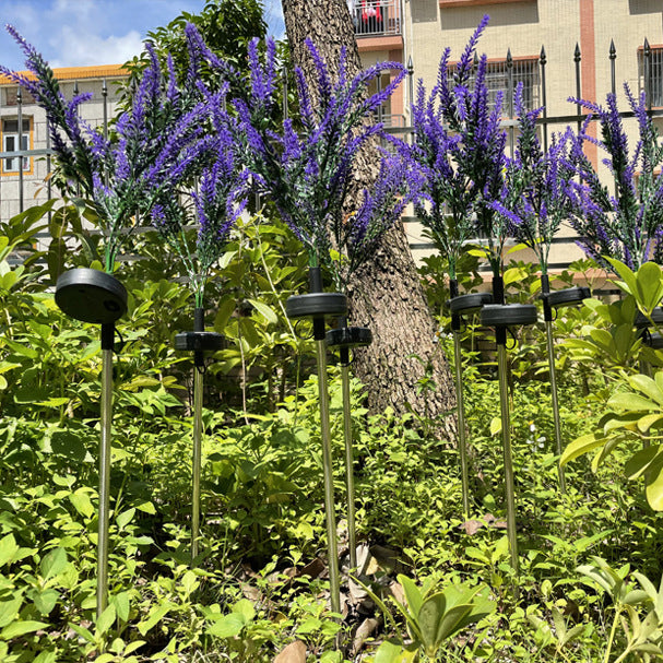 Moderna Luz Exterior LED de Lavanda Falsa Solar Impermeable de Acero Inoxidable PC y ABS para Jardín y Terraza