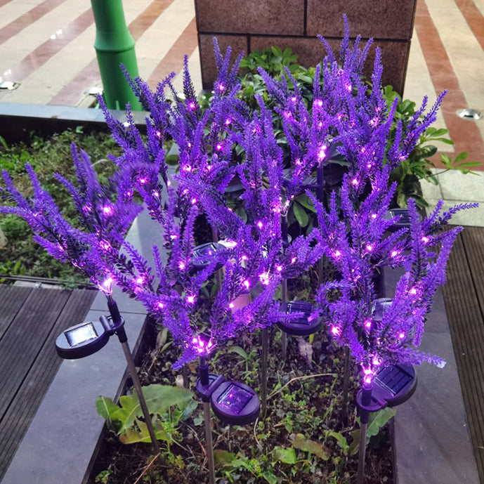 Moderna Luz Exterior LED de Lavanda Falsa Solar Impermeable de Acero Inoxidable PC y ABS para Jardín y Terraza
