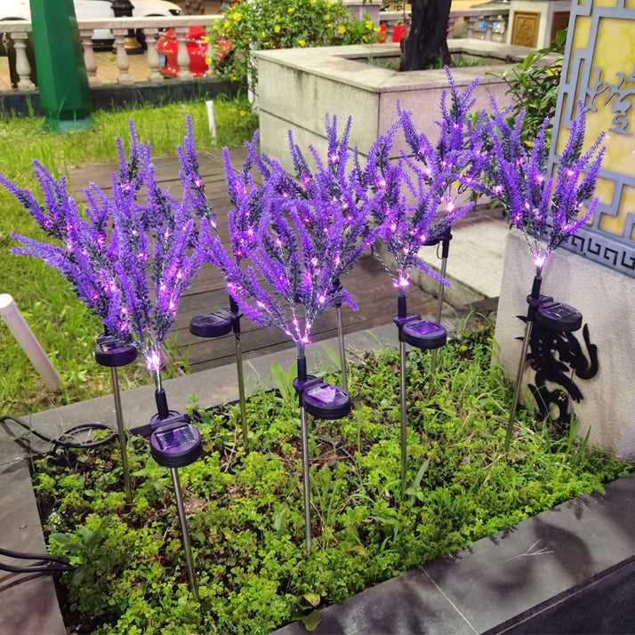 Moderna Luz Exterior LED de Lavanda Falsa Solar Impermeable de Acero Inoxidable PC y ABS para Jardín y Terraza