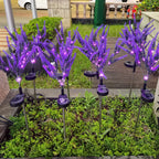Moderna Luz Exterior LED de Lavanda Falsa Solar Impermeable de Acero Inoxidable PC y ABS para Jardín y Terraza