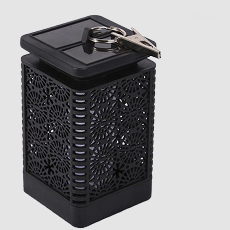 Lámpara rectangular retro contemporánea solar impermeable con llama ABS LED iluminación paisajística luz exterior para exteriores