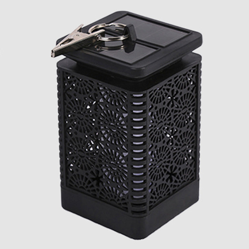 Lámpara rectangular retro contemporánea solar impermeable con llama ABS LED iluminación paisajística luz exterior para exteriores