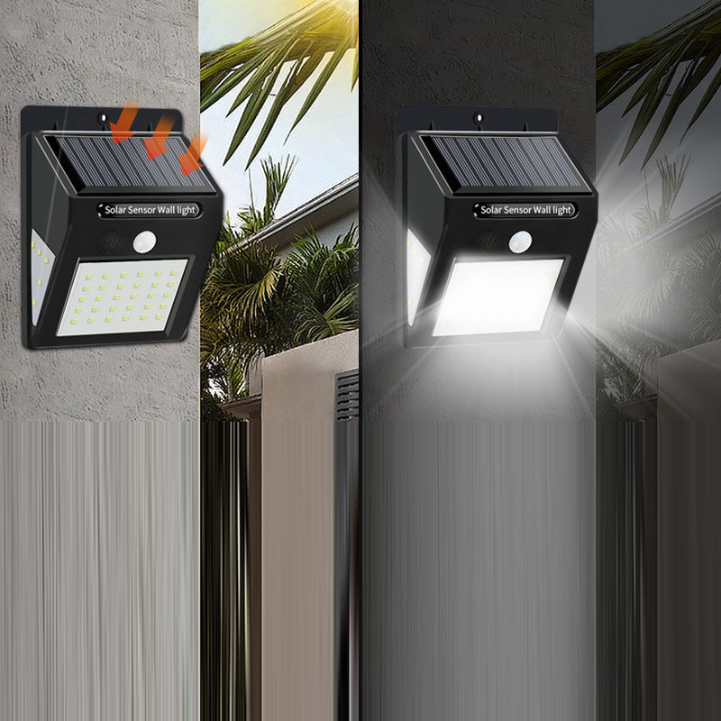 Simplicidad Moderna Solar Impermeable Sensor de Movimiento ABS Lámpara de Pared LED Rectangular para Patio Exterior
