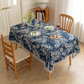 Mantel Floral Boho con Borlas de Flor Pavo Real