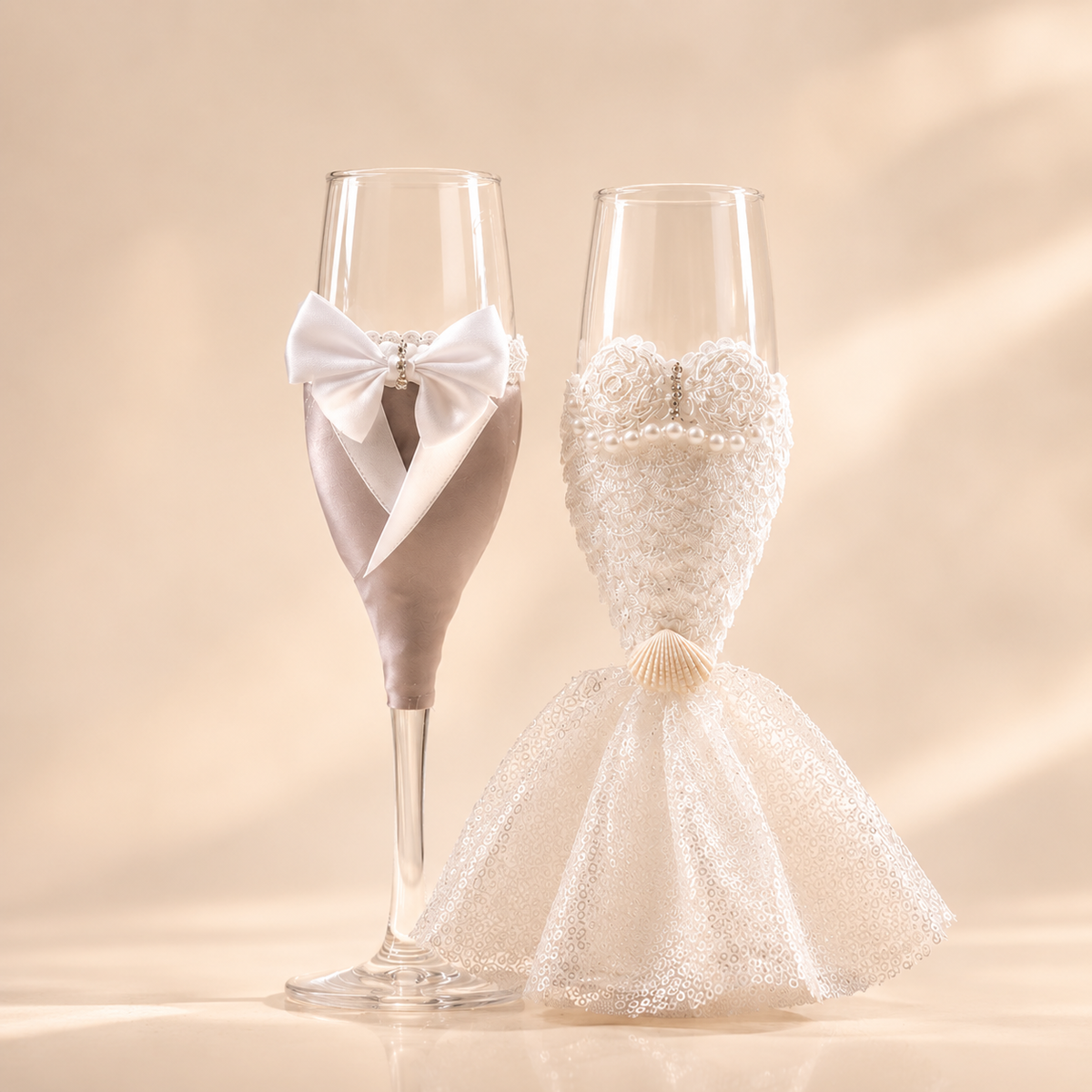 Juego de Copas de Champán para Boda de Cristal 2 piezas