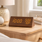 Carlos - Despertador de madera con pantalla LED