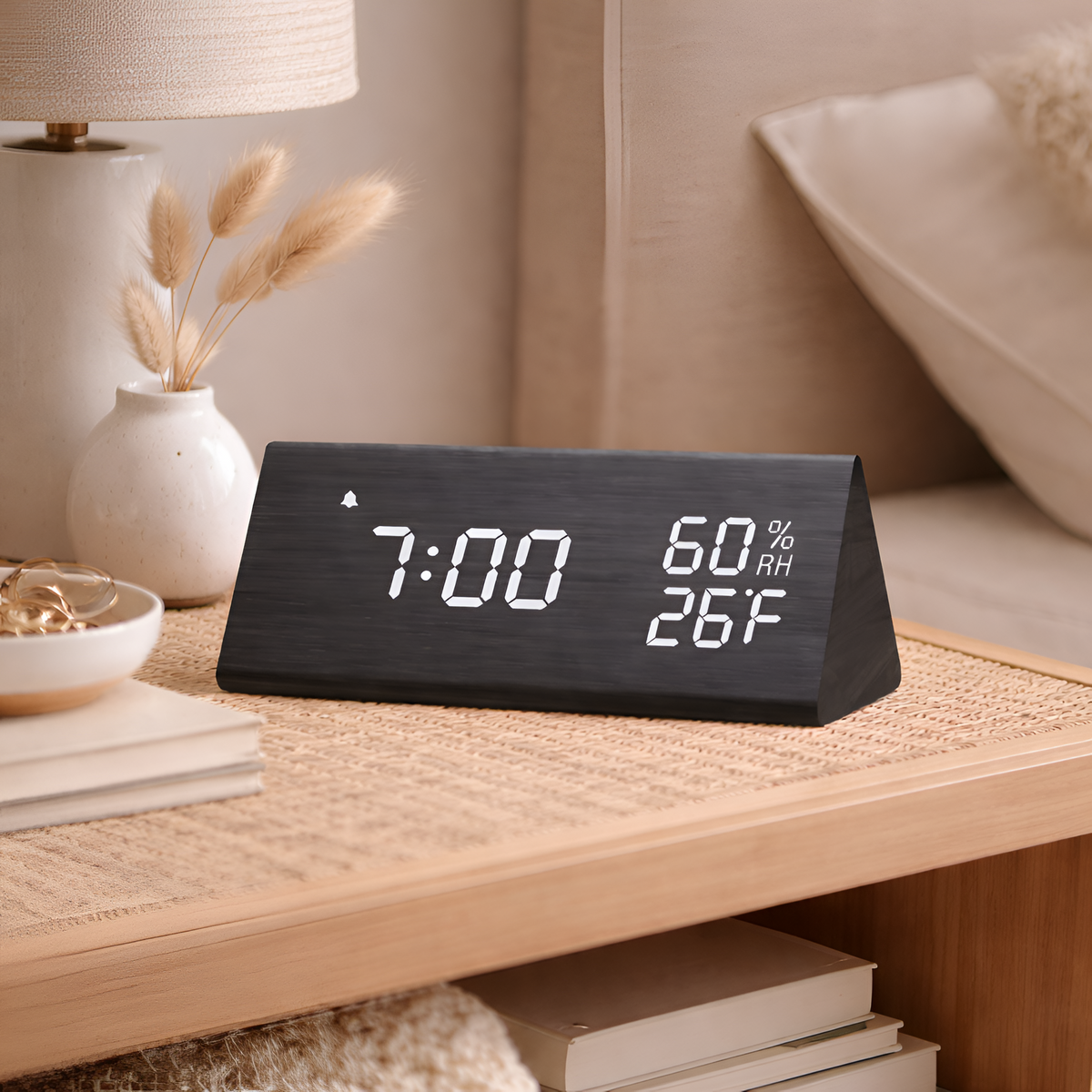 Carlos - Despertador de madera con pantalla LED