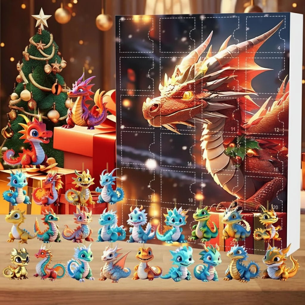 MYTHICALXMAS – Calendario de Adviento de 24 días con adorables colgantes de dragones