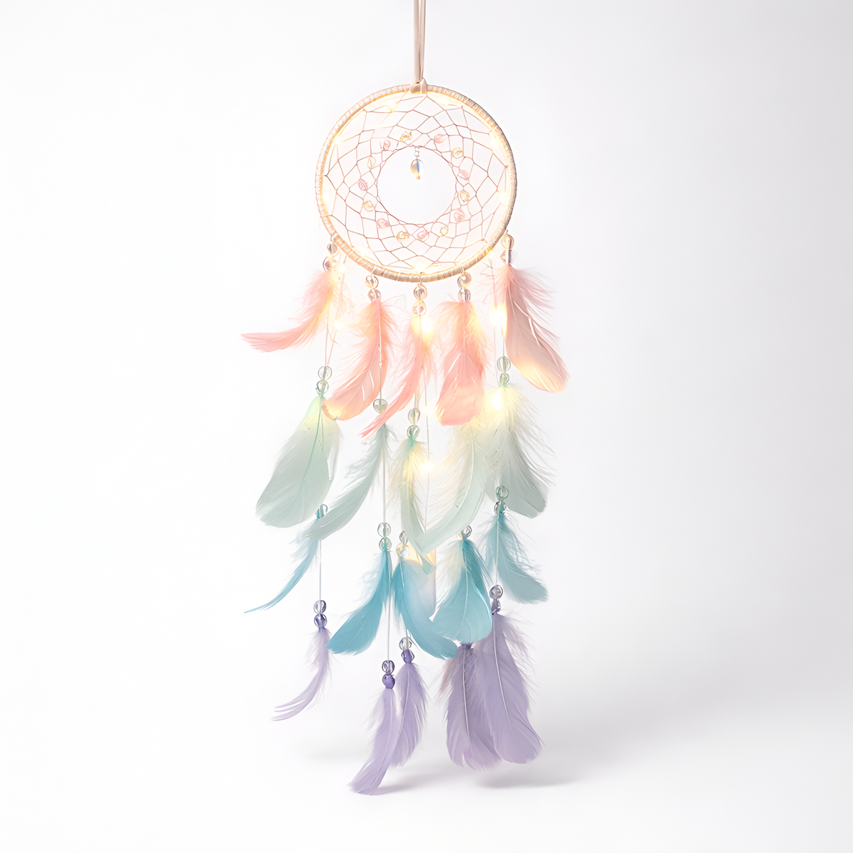 Jovie - Atrapasueños colorido de plumas reales