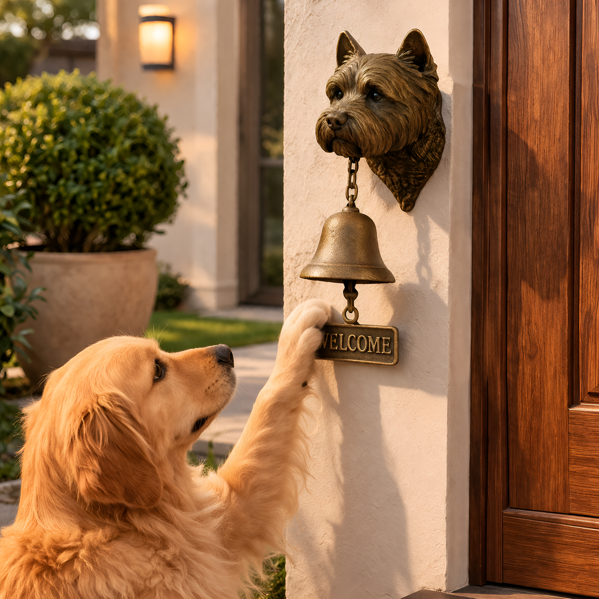 Solene - Campana de Puerta para Perro con Letrero de Bienvenida
