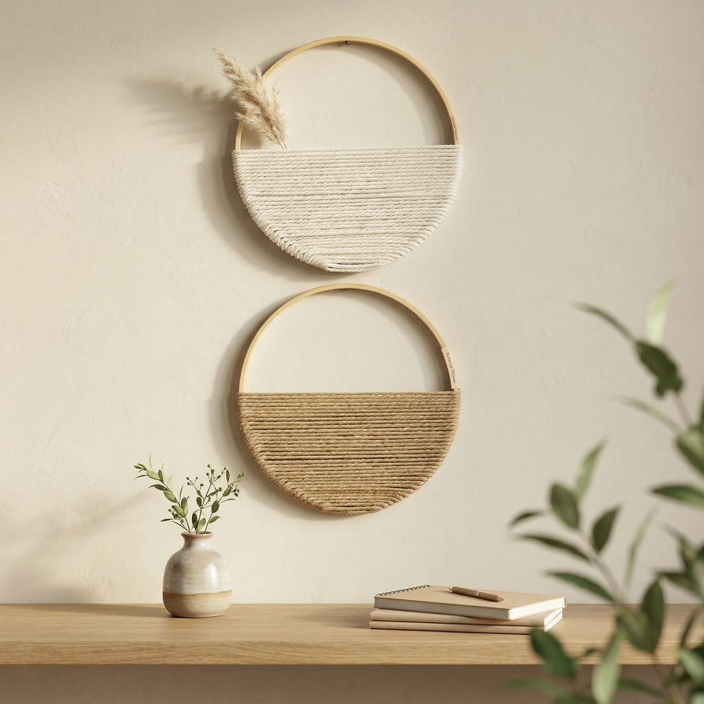 Conjunto de Tapices de Macramé Geométrico Artesanal