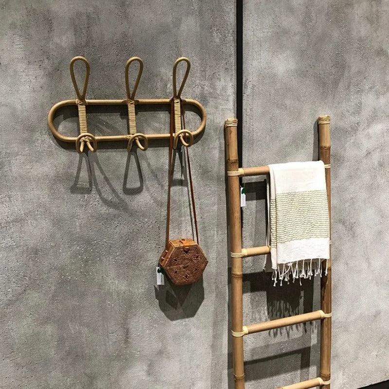 Ganchos de Pared de Ratán Trenzado Artesanal