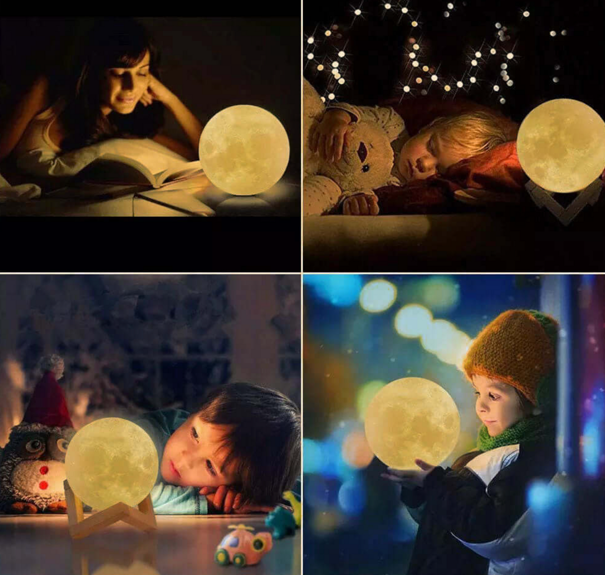 Lámpara LED Luna Luz Nocturna Recargable Sin Cable, 16 Colores y Control Remoto