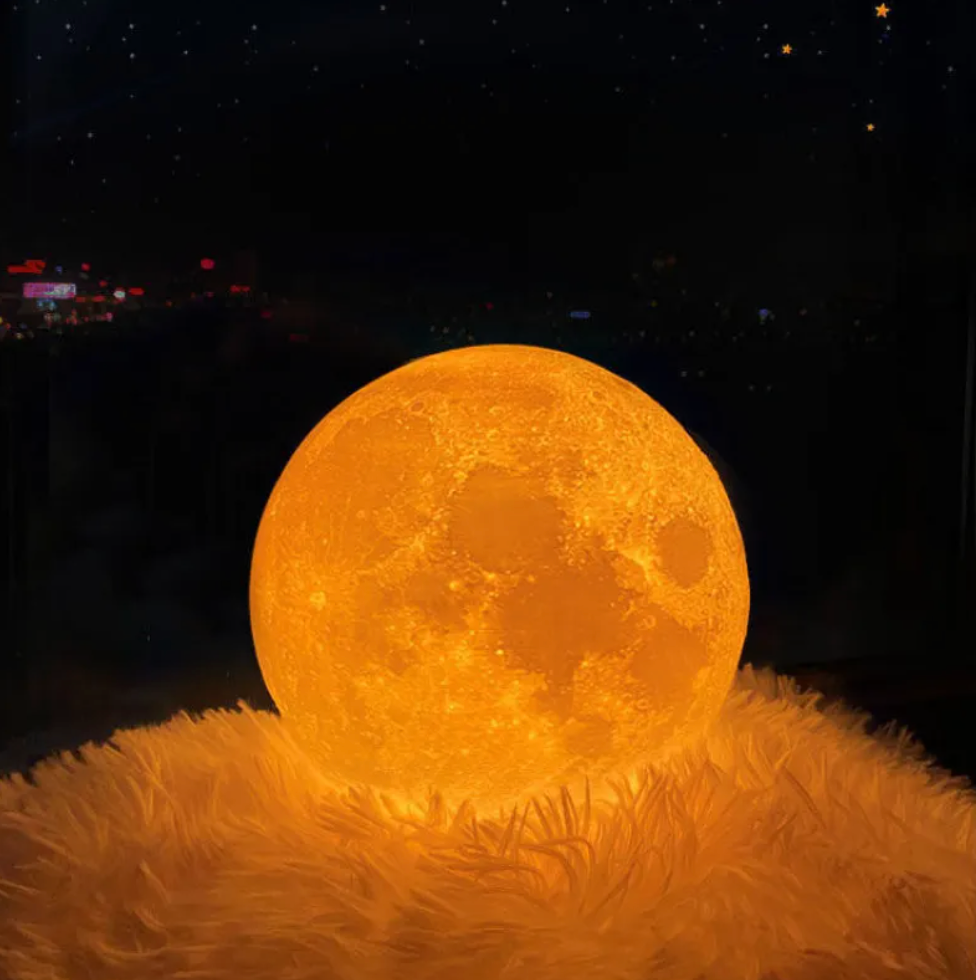 Lámpara LED Luna Luz Nocturna Recargable Sin Cable, 16 Colores y Control Remoto