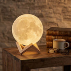 Lámpara LED Luna Luz Nocturna Recargable Sin Cable, 16 Colores y Control Remoto