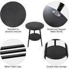 Mesa de Acento Redonda Minimalista con Estante