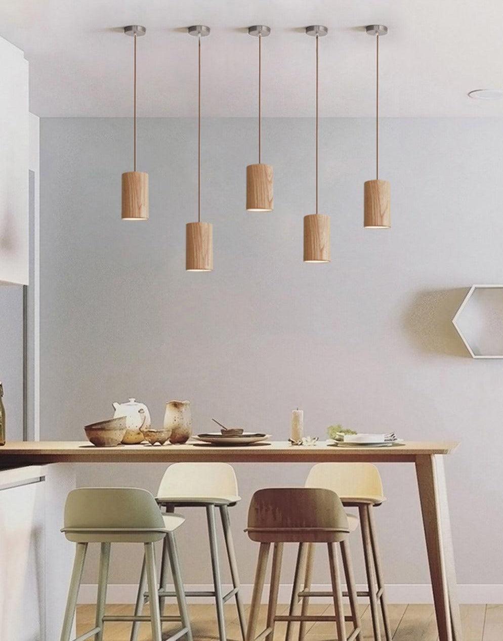 Lámpara Colgante de Cono de Madera Minimalista